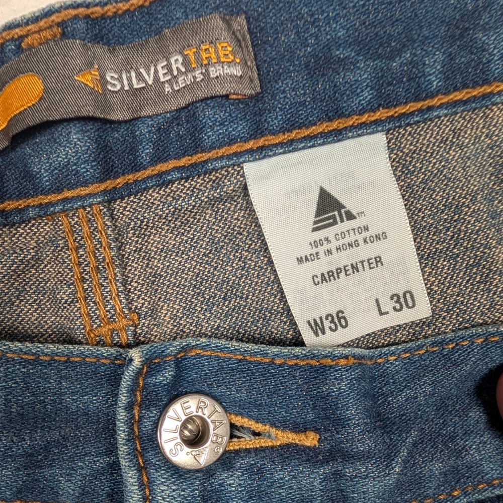 Vintage Levis SilverTab Carpenter Jeans Mens 36x30 Relaxed‎ Wide Leg Baggy Y2K - Picture 2 of 12